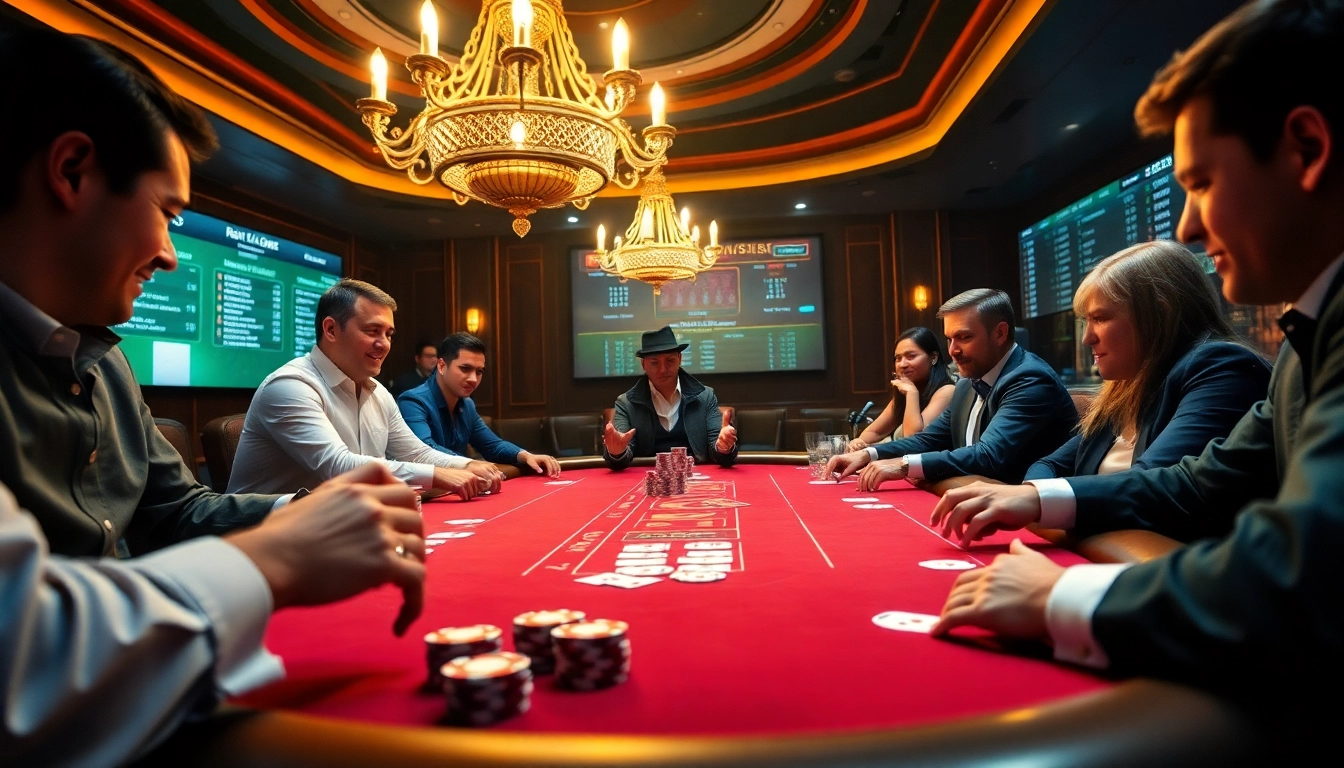 High-stakes poker scene at https://goal123q.com/, featuring luxurious chips and cards.