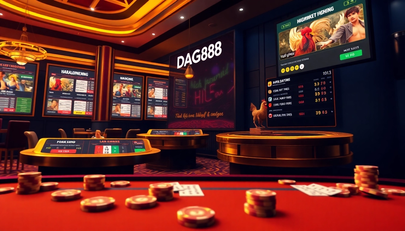 DAGA88 offers exciting chicken fighting betting options with a vibrant online interface and rich casino elements.