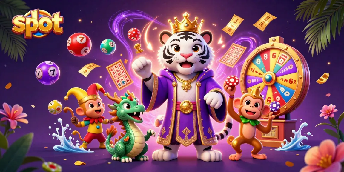 Slot menampilkan harimau putih 3D elegan dan monyet emas dalam suasana kasino interaktif.