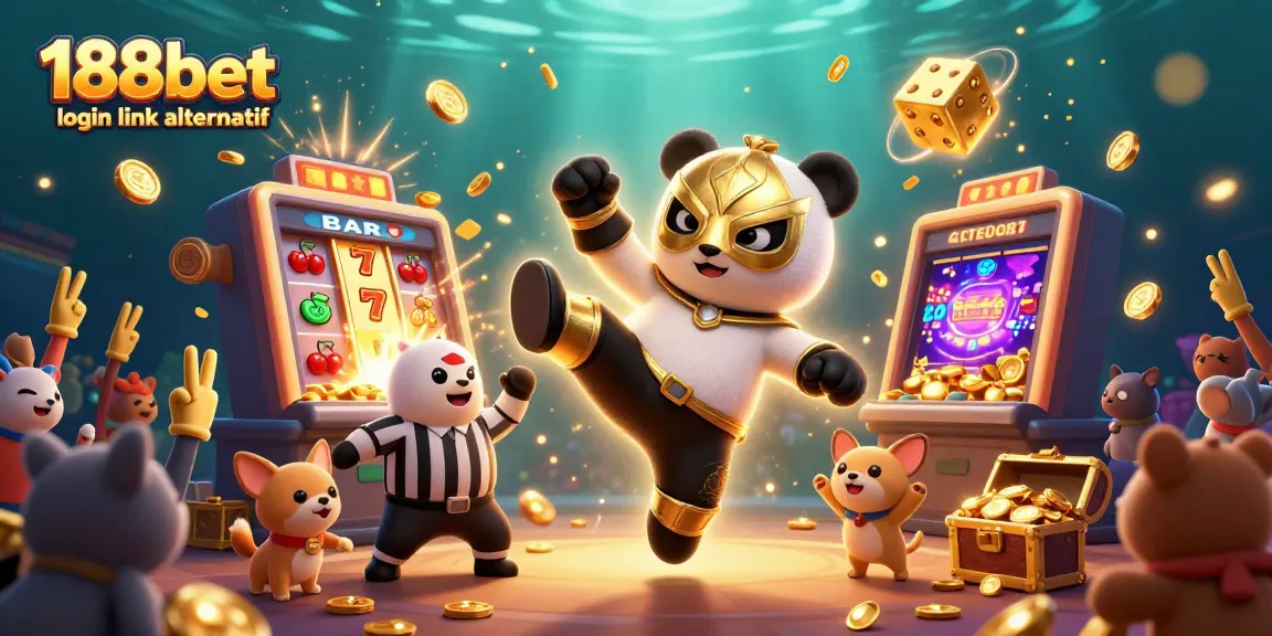 Beraksi di tautan alternatif 188bet login dengan panda gulat terbang dan penonton ceria di kasino.
