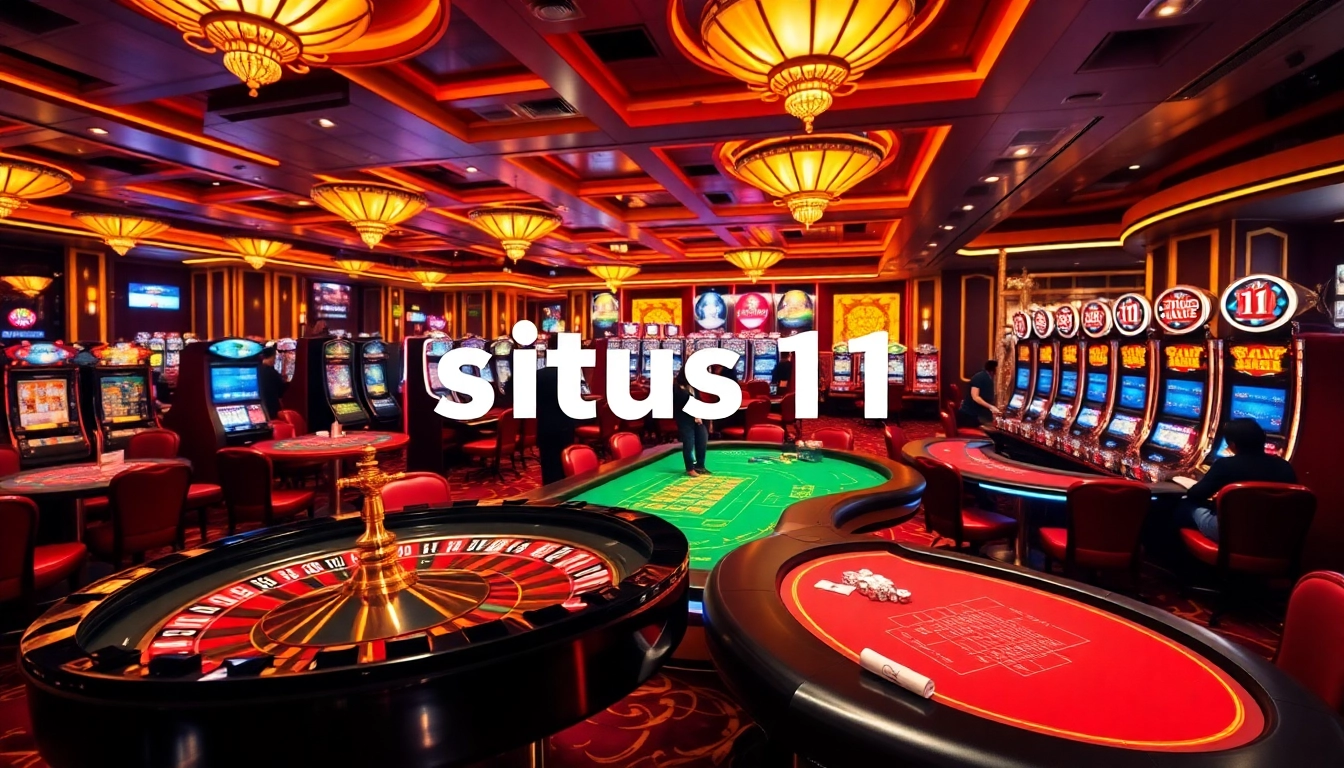 Engaging players at situs 11 with an exciting casino scene featuring poker chips and roulette.