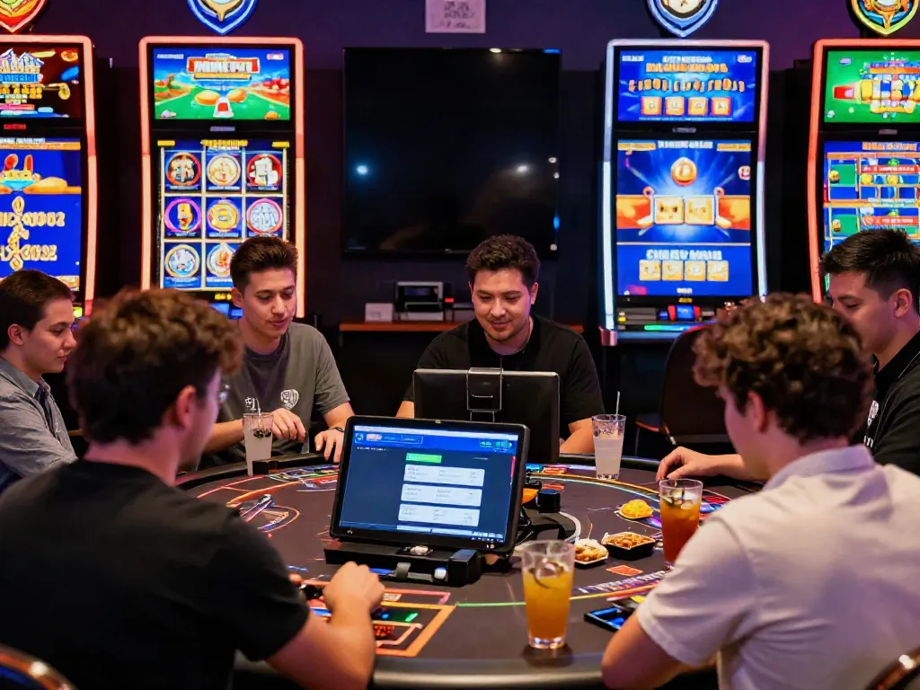 A80 online casino gaming scene featuring diverse players and vibrant digital interface.