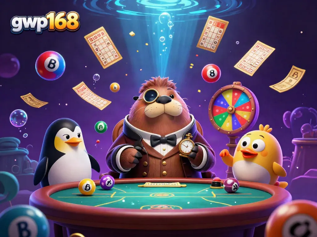 GWP168 menghadirkan suasana bermain slot dengan walrus jolly dan dealer penguin di bawah laut.