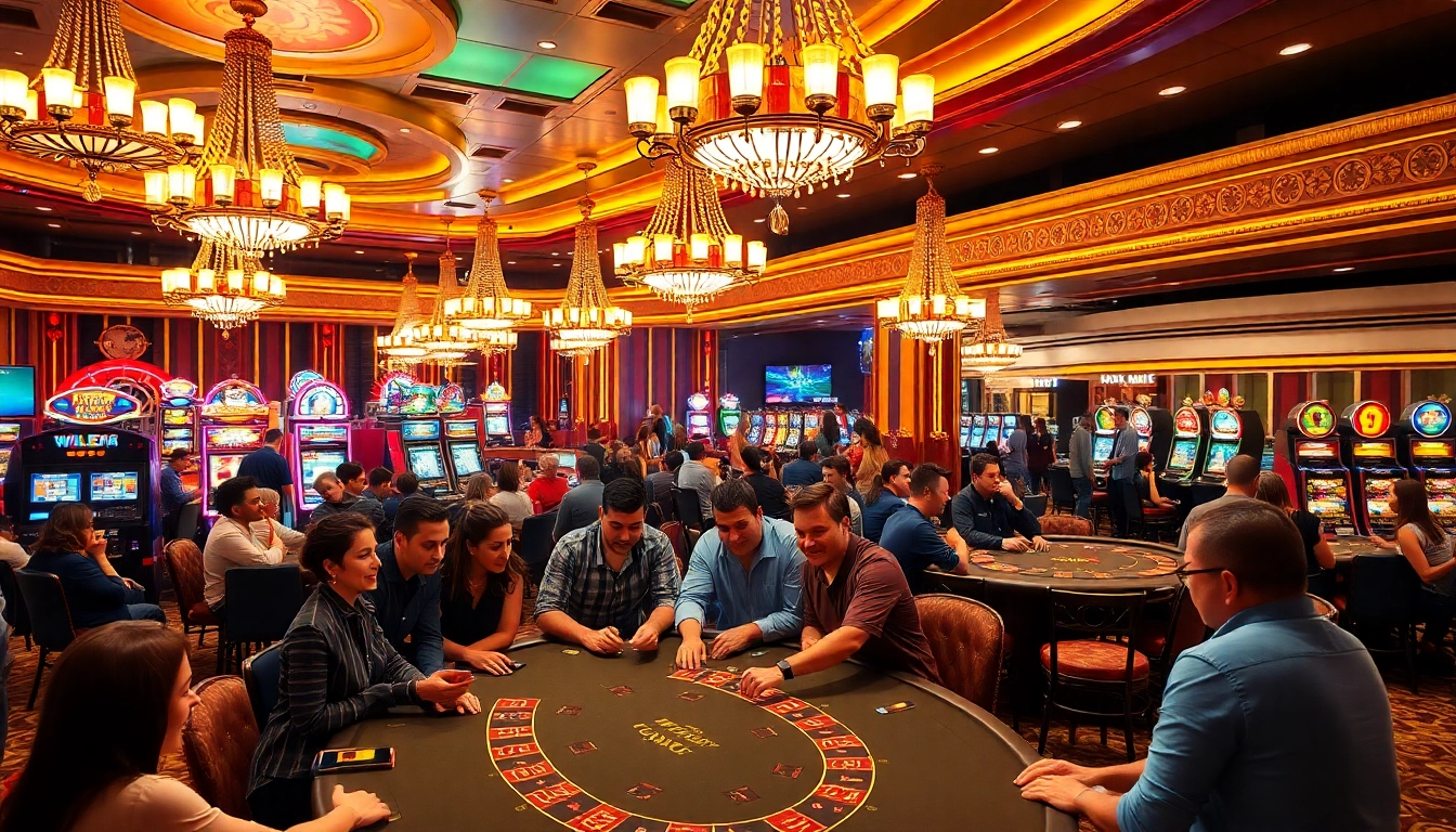 Experience the thrill of AT99 gaming with players enjoying a vibrant casino atmosphere.