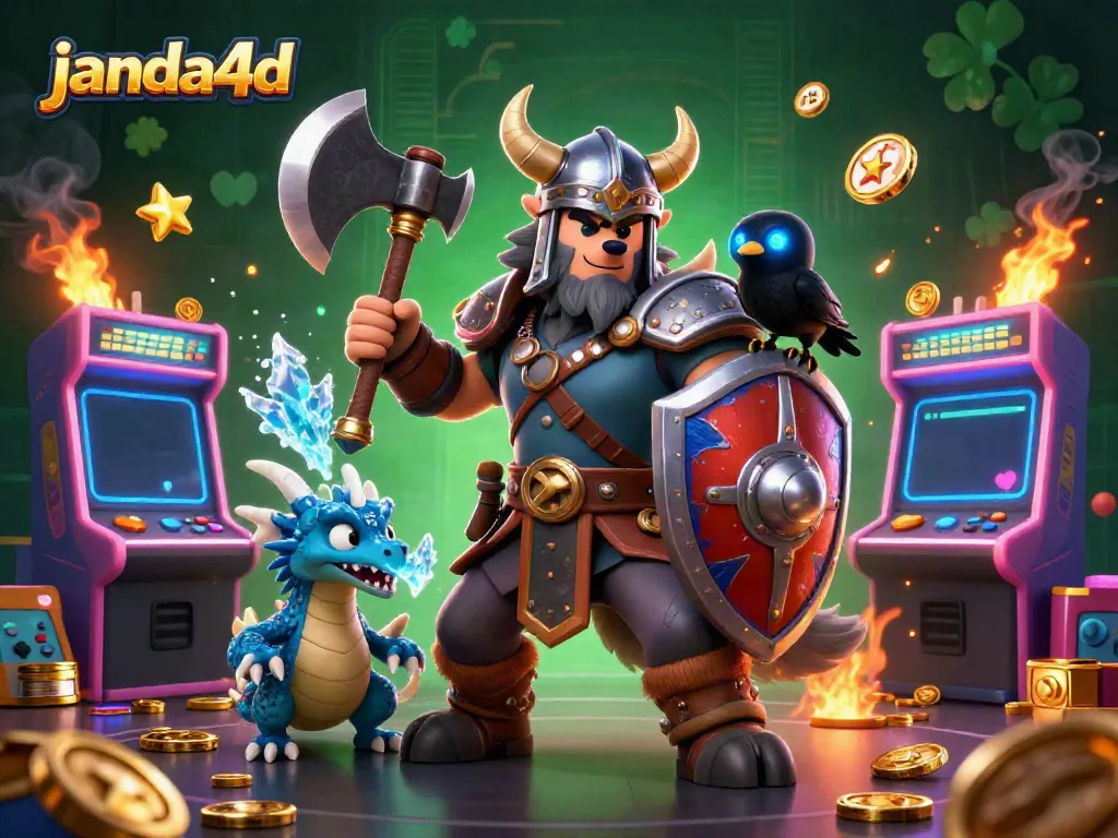 Permainan menarik di janda4d dengan ikon slot yang penuh warna dan karakter kartun unik dalam suasana yang seru.