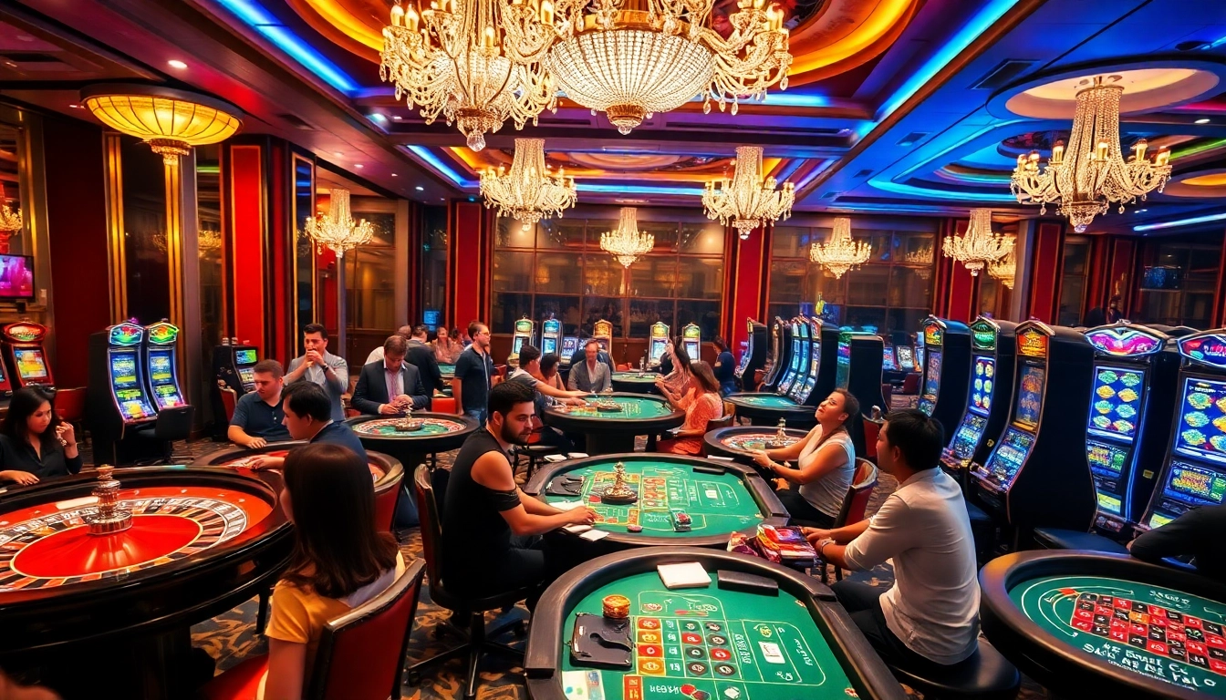 Players enjoying an exciting gaming experience at LC88's luxurious casino.