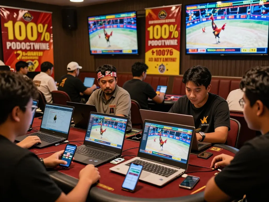 Ga179 online gambling scene with players enjoying cockfighting bets and promotions.