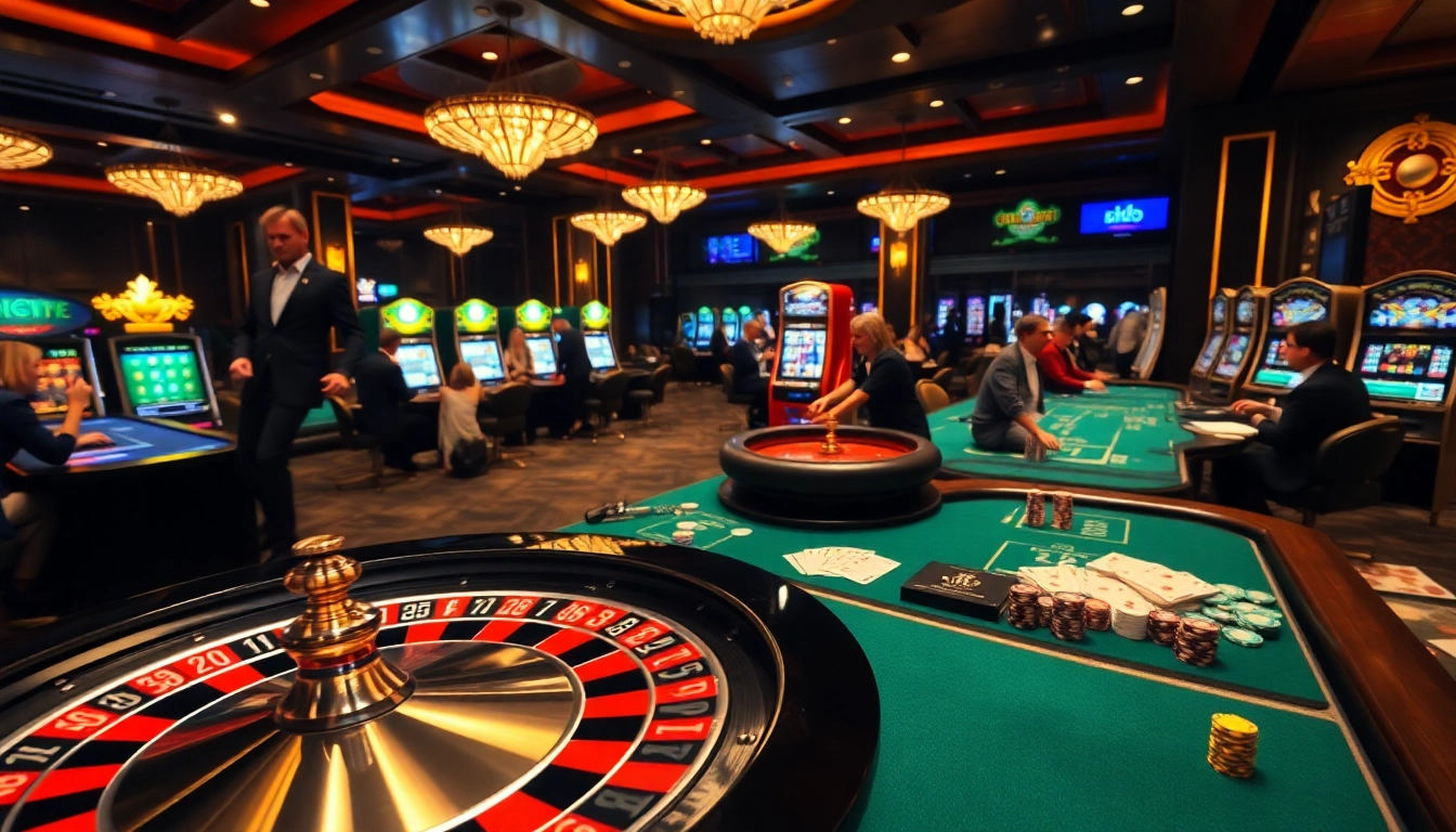 Experience the excitement of winning with bk8 เว็บตรง at a luxury casino setting featuring roulette, poker, and slot machines.