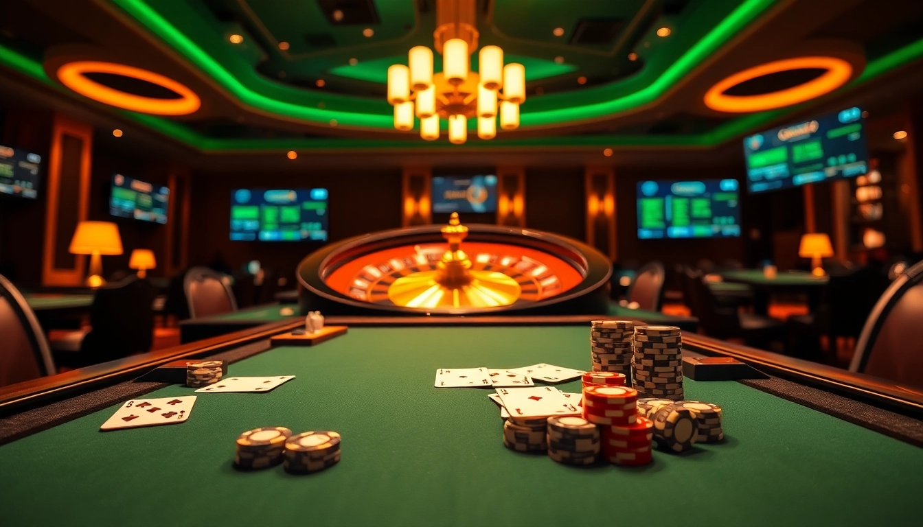 Exciting casino experience at Nhà Cái GO88, featuring poker chips and roulette wheel enhancing the thrill of gaming.