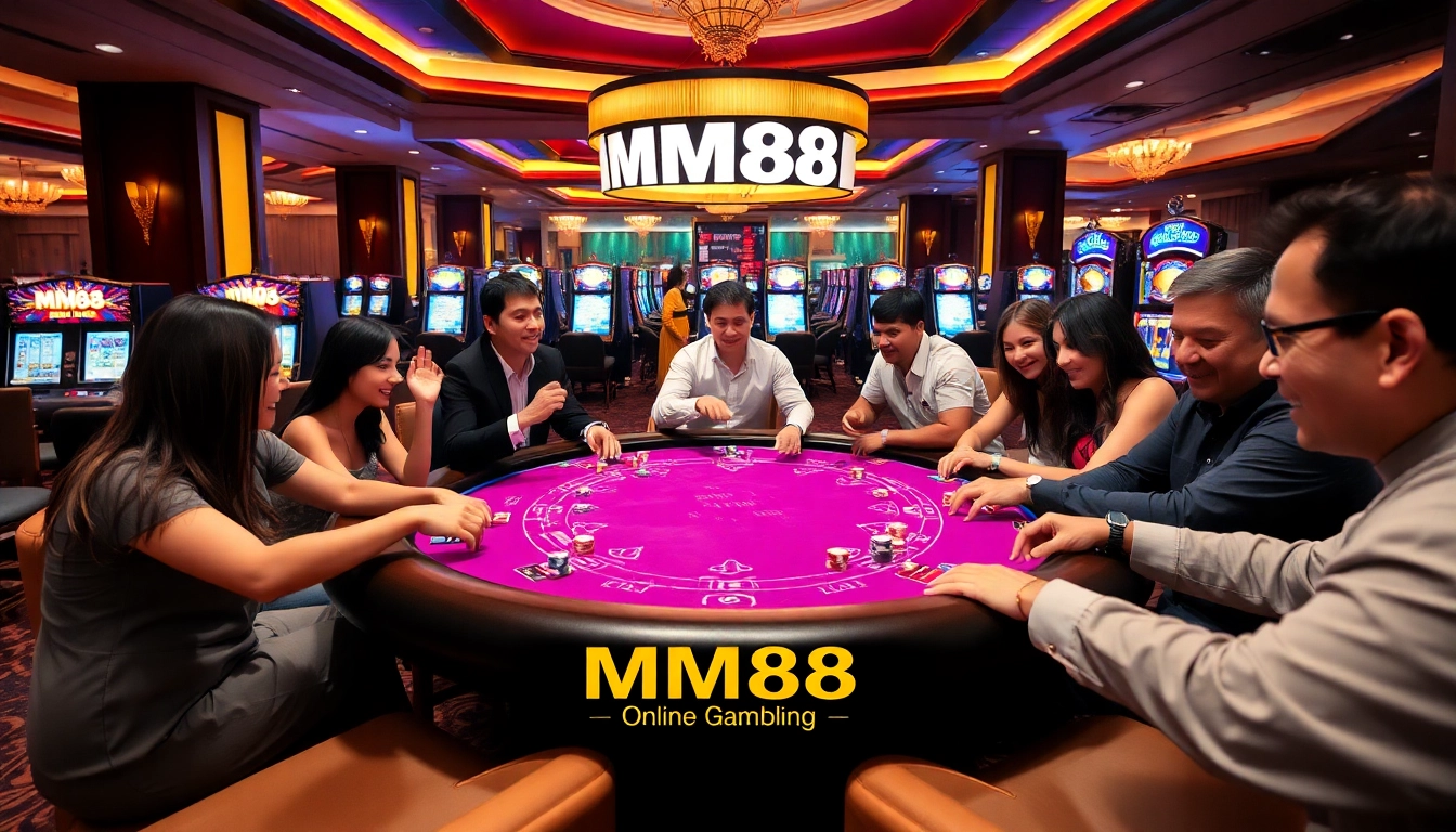 Experience the thrill of a vibrant poker game at https://mm88.vin/ with enthusiastic players and colorful chips.