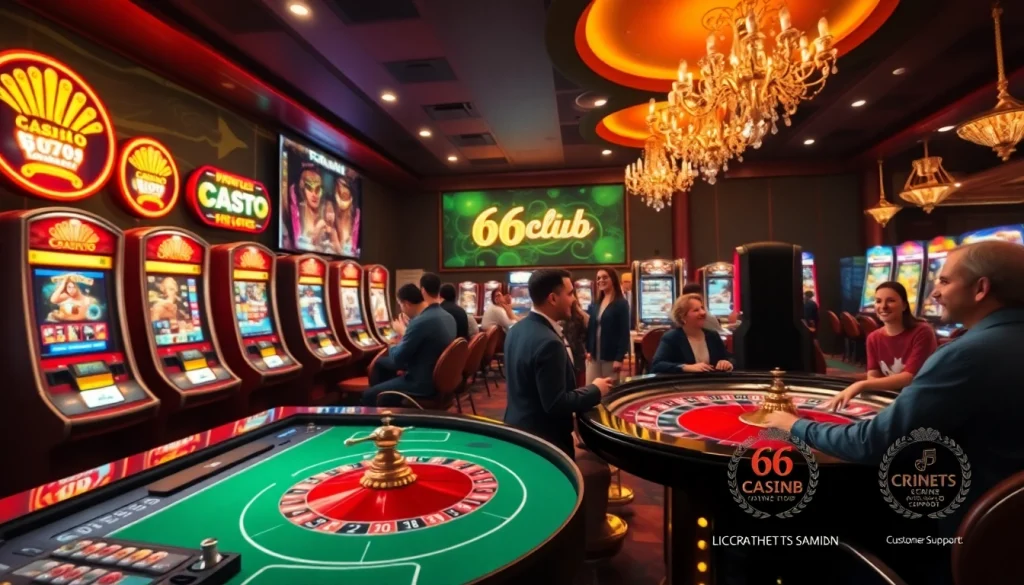 Exciting gaming atmosphere featuring 66club's vibrant online casino interface with players engaged.